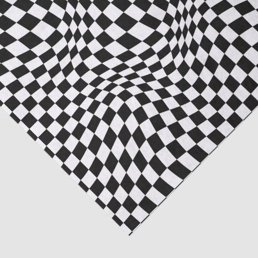 Wavy Checked Schwarz-weiß Checkerboard Seidenpapier (Ausschnitt)