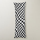 Wavy Checked Schwarz-weiß Checkerboard Seitenschläferkissen (Rückseite (Vertikal))
