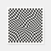 Wavy Checked Schwarz-weiß Checkerboard Serviette (Vorderseite)