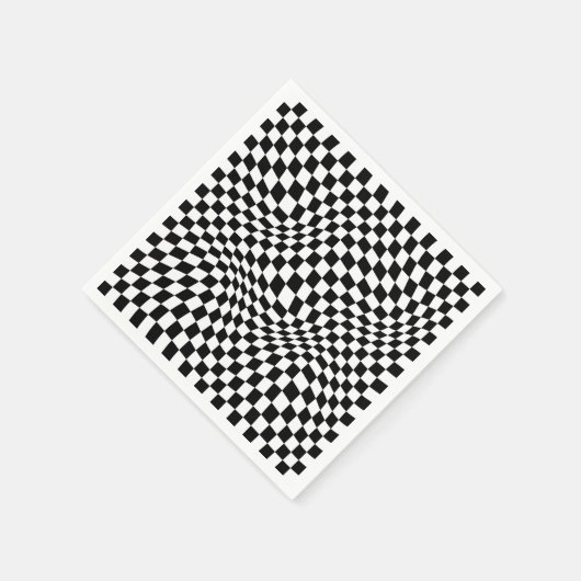 Wavy Checked Schwarz-weiß Checkerboard Serviette (Ecke)