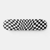 Wavy Checked Schwarz-weiß Checkerboard Skateboard (Horizontal)