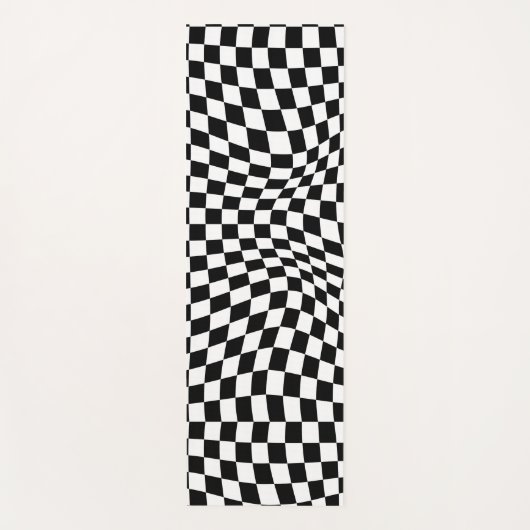 Wavy Checked Schwarz-weiß Checkerboard Yogamatte (Vorderseite)
