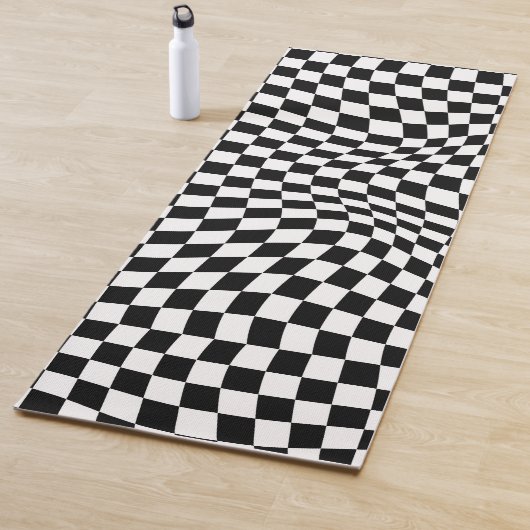 Wavy Checked Schwarz-weiß Checkerboard Yogamatte (Beispiel)