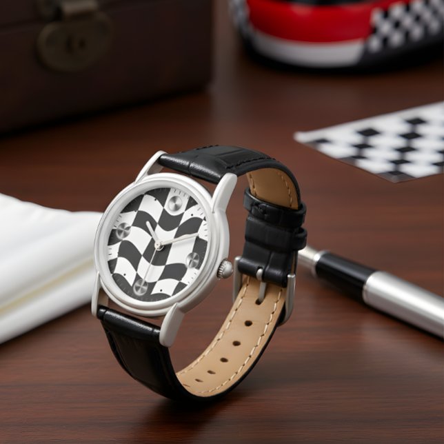 Wavy Checkerboard Illusion Watch Armbanduhr (Von Creator hochgeladen)