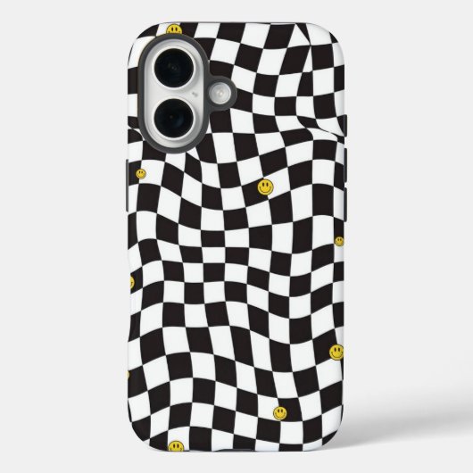Wavy Checkerboard Smiley Streetwear Case (Rückseite)