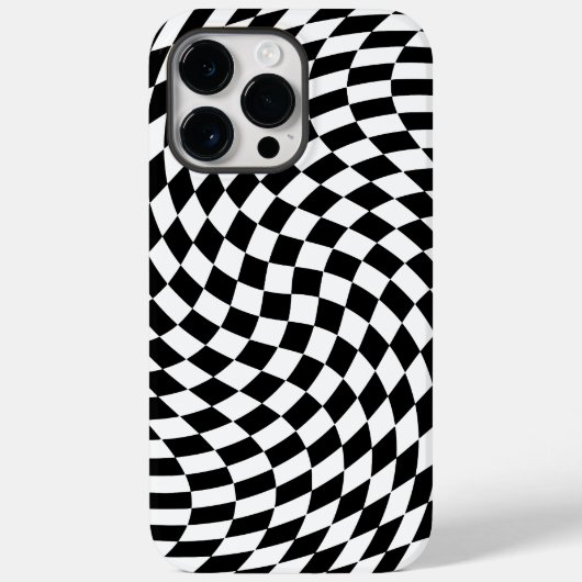 Wavy Checkered Black and White Optical Illusion Case-Mate iPhone Hülle (Rückseite)