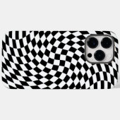 Wavy Checkered Black and White Optical Illusion Case-Mate iPhone Hülle (Rückseite (Horizontal))