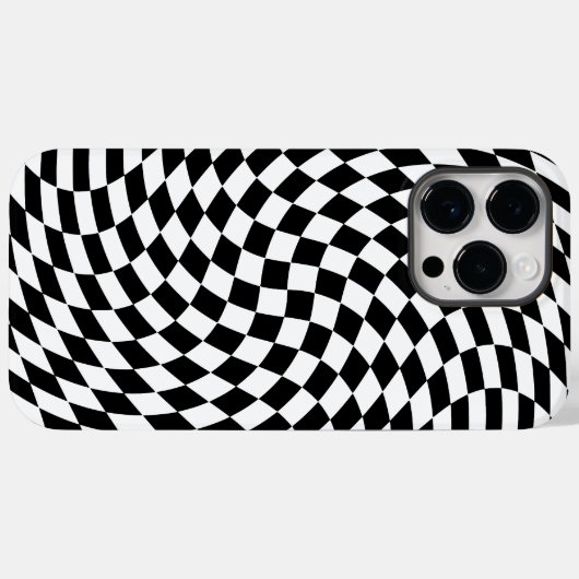Wavy Checkered Black and White Optical Illusion Case-Mate iPhone Hülle (Rückseite (Horizontal))
