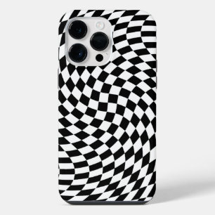 Wavy Checkered Black and White Optical Illusion iPhone 14 Pro Max Hülle