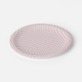 Wavy Checkered Pastel Pink Checkerboard Pattern Pappteller (Schrägansicht)
