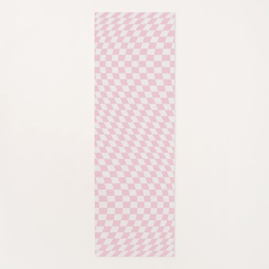 Wavy Checkered Pastel Pink Checkerboard Pattern Yogamatte (Vorderseite)