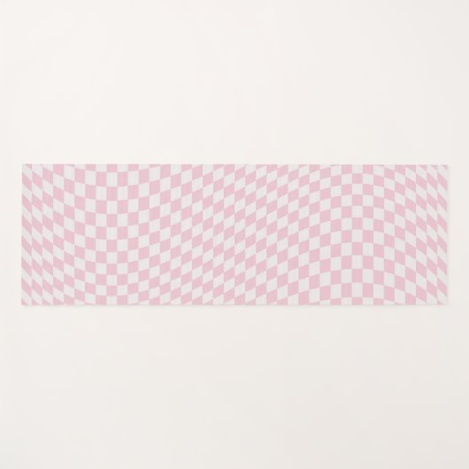 Wavy Checkered Pastel Pink Checkerboard Pattern Yogamatte (Vorderseite (Horizontal))