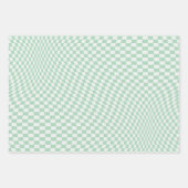 Wavy Checkered Pastell Green Checkerboard Muster Geschenkpapier Set (Vorderseite 3)