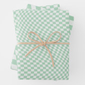 Wavy Checkered Pastell Green Checkerboard Muster Geschenkpapier Set (Beispiel)