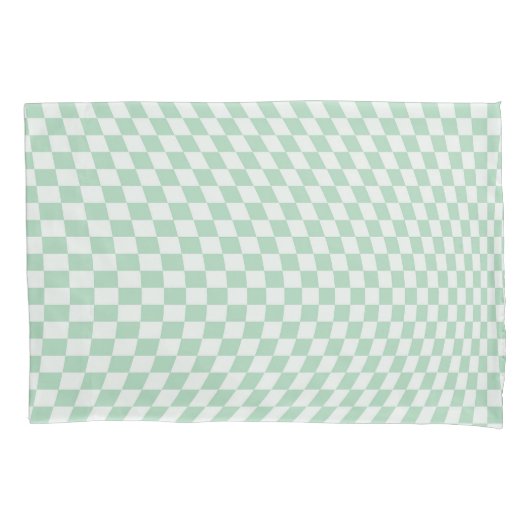 Wavy Checkered Pastell Green Checkerboard Muster Kissenbezug (Vorderseite)