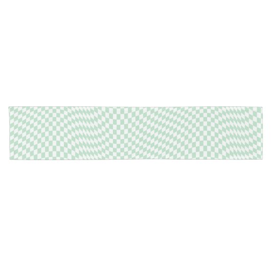Wavy Checkered Pastell Green Checkerboard Muster Kurzer Tischläufer (Horizontal)