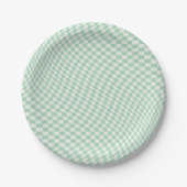 Wavy Checkered Pastell Green Checkerboard Muster Pappteller (Vorderseite)