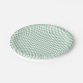 Wavy Checkered Pastell Green Checkerboard Muster Pappteller (Schrägansicht)