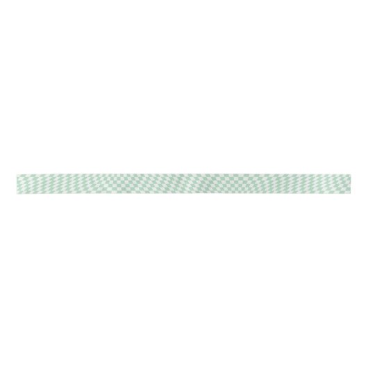 Wavy Checkered Pastell Green Checkerboard Muster Satinband (Vorderseite)