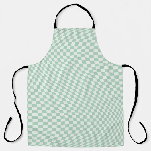 Wavy Checkered Pastell Green Checkerboard Muster Schürze (Vorderseite)