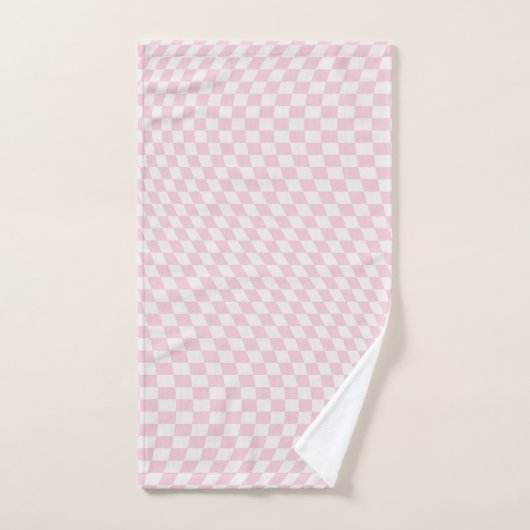 Wavy Checkered Pastell Pink Checkerboard Muster Badhandtuch Set (Handtuch)