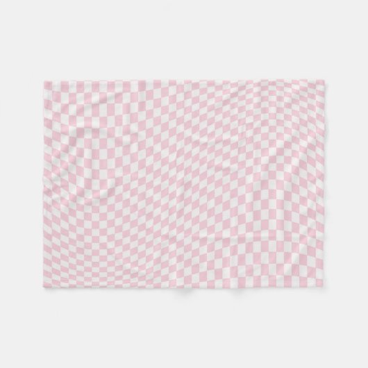 Wavy Checkered Pastell Pink Checkerboard Muster Fleecedecke (Vorderseite (Horizontal))