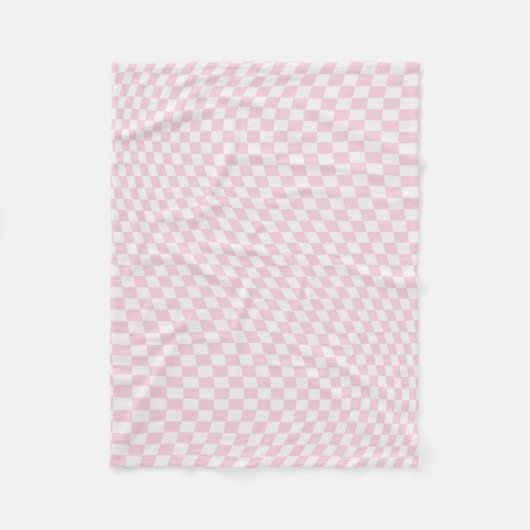Wavy Checkered Pastell Pink Checkerboard Muster Fleecedecke (Vorderseite)
