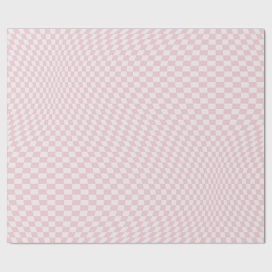 Wavy Checkered Pastell Pink Checkerboard Muster Geschenkpapier (Flach)