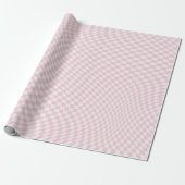 Wavy Checkered Pastell Pink Checkerboard Muster Geschenkpapier (Ungerollt)