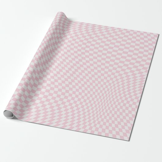 Wavy Checkered Pastell Pink Checkerboard Muster Geschenkpapier (Ungerollt)