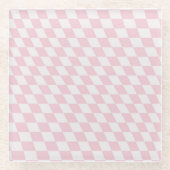 Wavy Checkered Pastell Pink Checkerboard Muster Glasuntersetzer (Vorderseite)