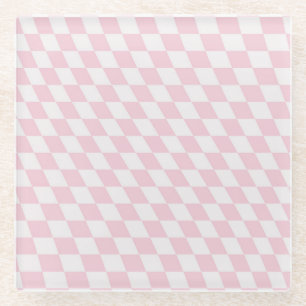 Wavy Checkered Pastell Pink Checkerboard Muster Glasuntersetzer