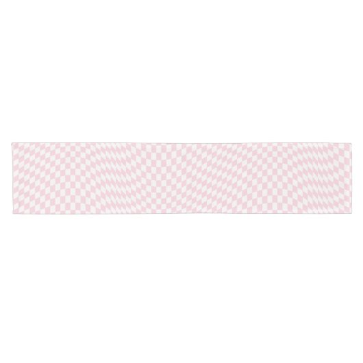 Wavy Checkered Pastell Pink Checkerboard Muster Kurzer Tischläufer (Horizontal)