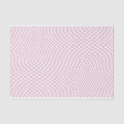 Wavy Checkered Pastell Pink Checkerboard Muster Seidenpapier (Vorderseite)