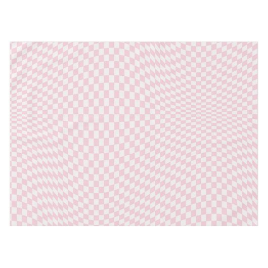 Wavy Checkered Pastell Pink Checkerboard Muster Tischdecke (Vorderseite (Horizontal))