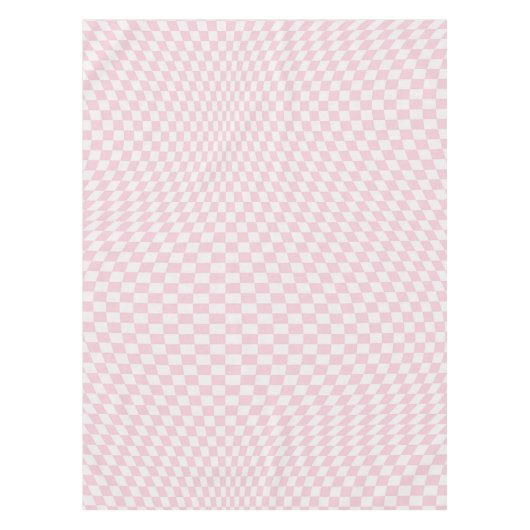 Wavy Checkered Pastell Pink Checkerboard Muster Tischdecke (Vorderseite)