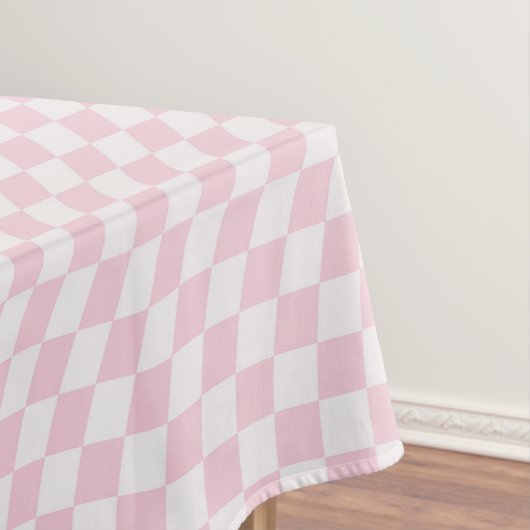 Wavy Checkered Pastell Pink Checkerboard Muster Tischdecke (Beispiel)