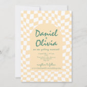 Wavy Checkered Pattern mit Foto Hochzeit Einladung (Vorderseite)