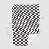 Wavy Checkered Schwarz-weiß Checkerboard Muster Golfhandtuch (Insitu)
