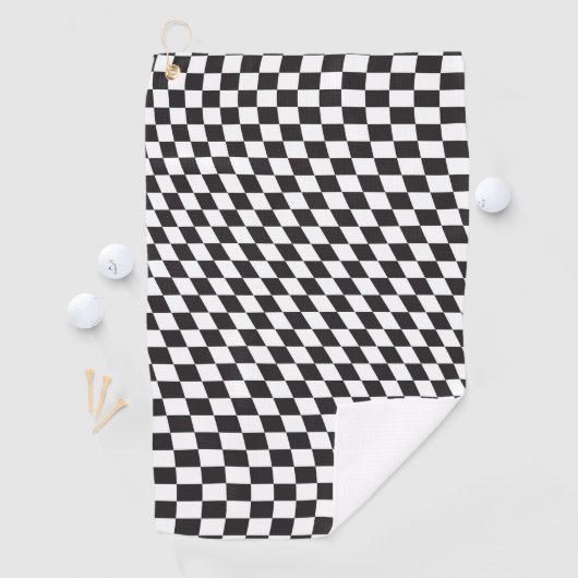 Wavy Checkered Schwarz-weiß Checkerboard Muster Golfhandtuch (Insitu)