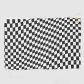 Wavy Checkered Schwarz-weiß Checkerboard Muster Golfhandtuch (Horizontal)
