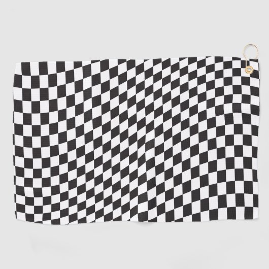 Wavy Checkered Schwarz-weiß Checkerboard Muster Golfhandtuch (Horizontal)