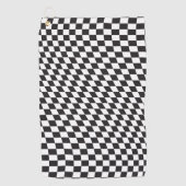 Wavy Checkered Schwarz-weiß Checkerboard Muster Golfhandtuch (Vorderseite)