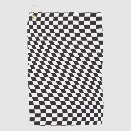 Wavy Checkered Schwarz-weiß Checkerboard Muster Golfhandtuch (Vorderseite)