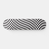 Wavy Checkered Schwarz-weiß Checkerboard Muster Skateboard (Horizontal)