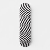 Wavy Checkered Schwarz-weiß Checkerboard Muster Skateboard (Vorne)