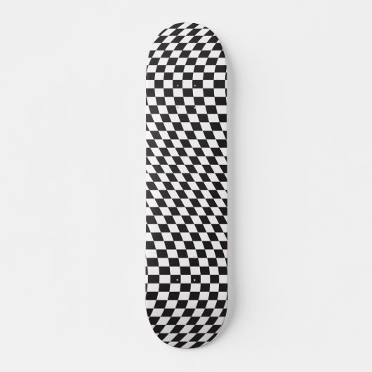 Wavy Checkered Schwarz-weiß Checkerboard Muster Skateboard (Vorne)