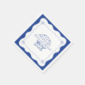 Wavy Coastal Moderne Minimalistisch Navy Blue Wedd Serviette (Ecke)