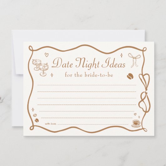 Wavy Coffee Bridal Shower Date Night Ideas Card Einladung (Vorderseite)