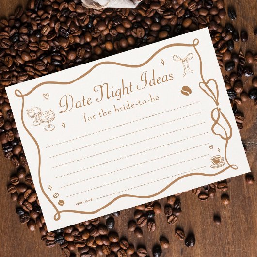 Wavy Coffee Bridal Shower Date Night Ideas Card Einladung